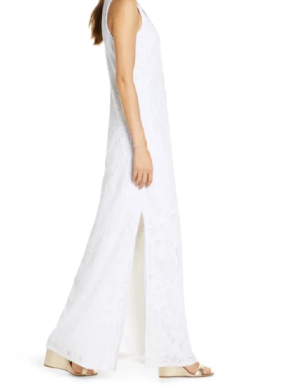 Lilly Pulitzer Carlotta Maxi Dress with Gold Embroidery Sz 16 - Picture 7 of 8